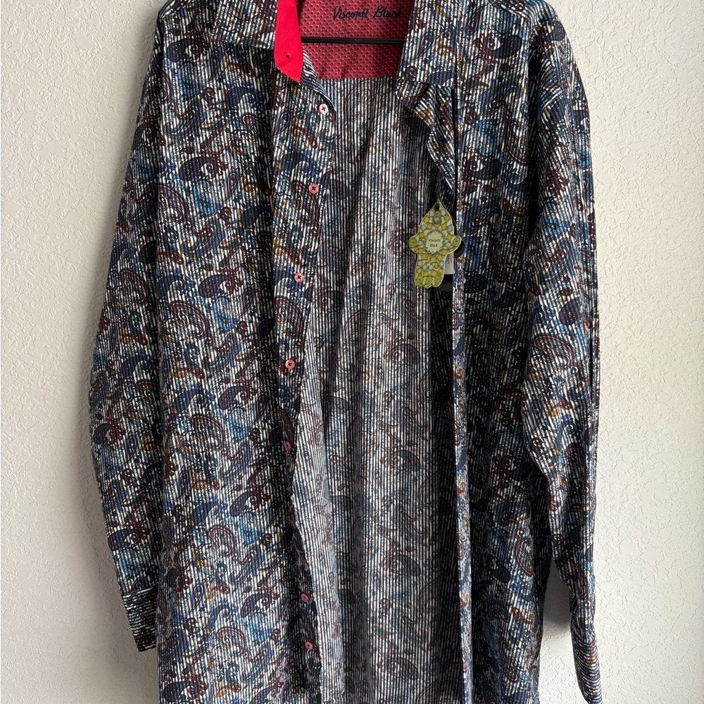 Men's Blue Patterned Dress Shirt